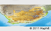 Physical Panoramic Map of South Africa, semi-desaturated, land only