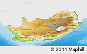 Physical Panoramic Map of South Africa, single color outside