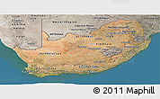 Satellite Panoramic Map of South Africa, semi-desaturated, land only