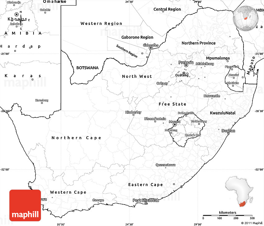 Blank Simple Map Of South Africa