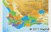 Political 3D Map of Western Cape, physical outside