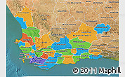 Political 3D Map of Western Cape, satellite outside