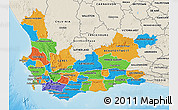 Political 3D Map of Western Cape, shaded relief outside