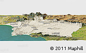 Shaded Relief Panoramic Map of CALEDON, satellite outside