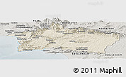 Shaded Relief Panoramic Map of CALEDON, semi-desaturated