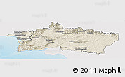 Shaded Relief Panoramic Map of CALEDON, single color outside