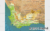 Physical Map of Western Cape, satellite outside