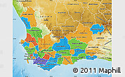 Political Map of Western Cape, physical outside