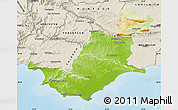 Physical Map of SWELLENDAM, shaded relief outside