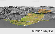 Satellite Panoramic Map of SWELLENDAM, desaturated