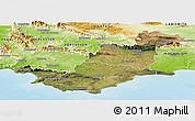 Satellite Panoramic Map of SWELLENDAM, physical outside