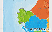 Physical Map of VREDENBURG, political outside