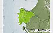 Physical Map of VREDENBURG, semi-desaturated