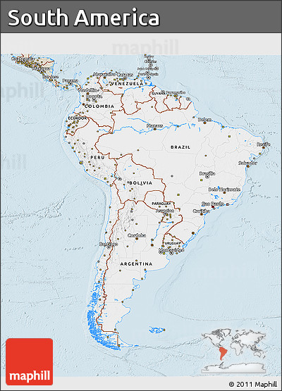 Classic Style 3D Map of South America