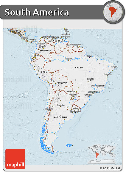 Classic Style 3D Map of South America