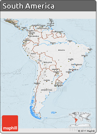Classic Style 3D Map of South America