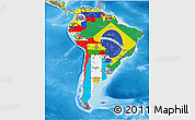 Flag 3D Map of South America, physical outside