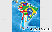 Flag 3D Map of South America, political outside