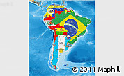 Flag 3D Map of South America, political shades outside