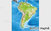 Physical 3D Map of South America, darken, desaturated, land only
