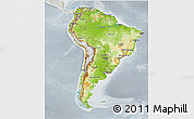 Physical 3D Map of South America, lighten, semi-desaturated