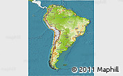 Physical 3D Map of South America, single color outside, satellite sea