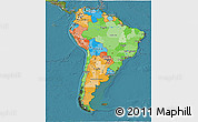 Political 3D Map of South America, satellite outside