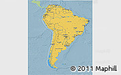 Savanna Style 3D Map of South America, single color outside