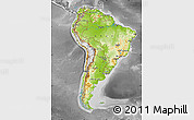 Physical Map of South America, desaturated