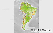 Physical Map of South America, lighten, desaturated