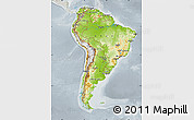 Physical Map of South America, lighten, semi-desaturated