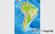 Physical Map of South America, political shades outside