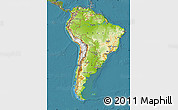 Physical Map of South America, satellite outside