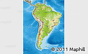 Physical Map of South America, semi-desaturated, land only