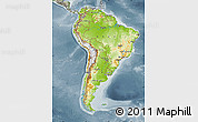 Physical Map of South America, semi-desaturated