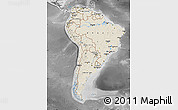 Shaded Relief Map of South America, desaturated