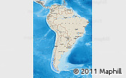 Shaded Relief Map of South America, semi-desaturated, land only