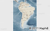 Shaded Relief Map of South America, semi-desaturated
