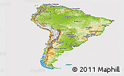 Physical Panoramic Map of South America, cropped outside