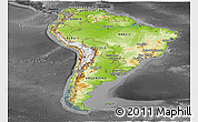 Physical Panoramic Map of South America, darken, desaturated