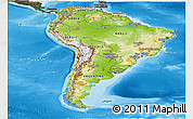 Physical Panoramic Map of South America, darken, land only