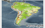 Physical Panoramic Map of South America, darken, semi-desaturated