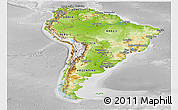 Physical Panoramic Map of South America, lighten, desaturated