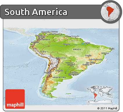 Physical Panoramic Map of South America, lighten