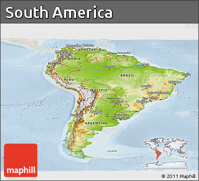 Physical Panoramic Map of South America, lighten