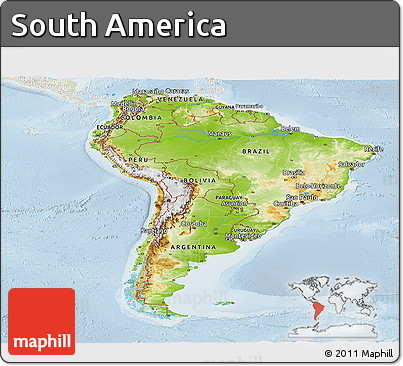 Physical Panoramic Map of South America, lighten