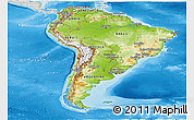 Physical Panoramic Map of South America, lighten, semi-desaturated, land only