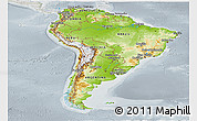 Physical Panoramic Map of South America, lighten, semi-desaturated