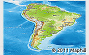 Physical Panoramic Map of South America, single color outside