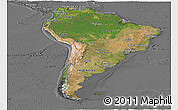 Satellite Panoramic Map of South America, desaturated